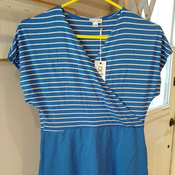 Advika Tops - Advika blue striped wrap style shirt blouse